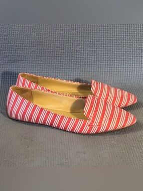 Talbots Francesca‎ Driving Moccasins Red/White Stripe Shoes Women's Size 6.5
